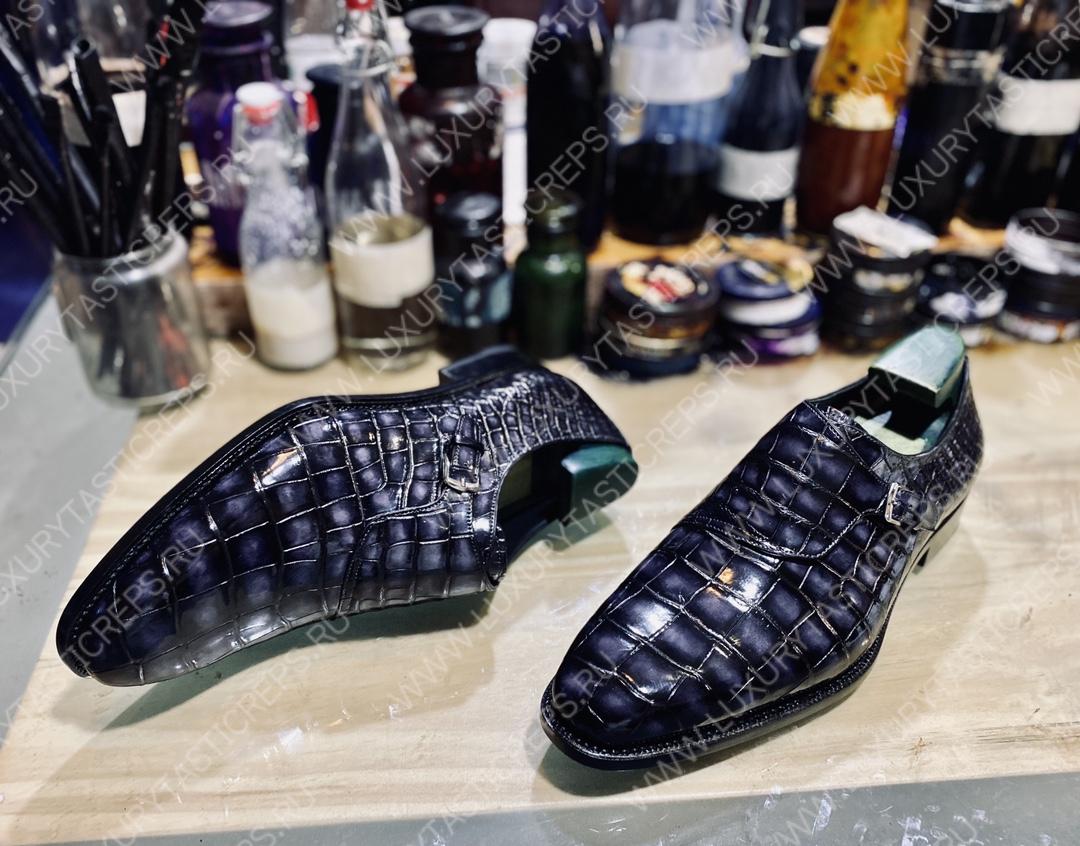 BERLUTI ALLIGATOR LEATHER LOAFER GREY S3289-E2