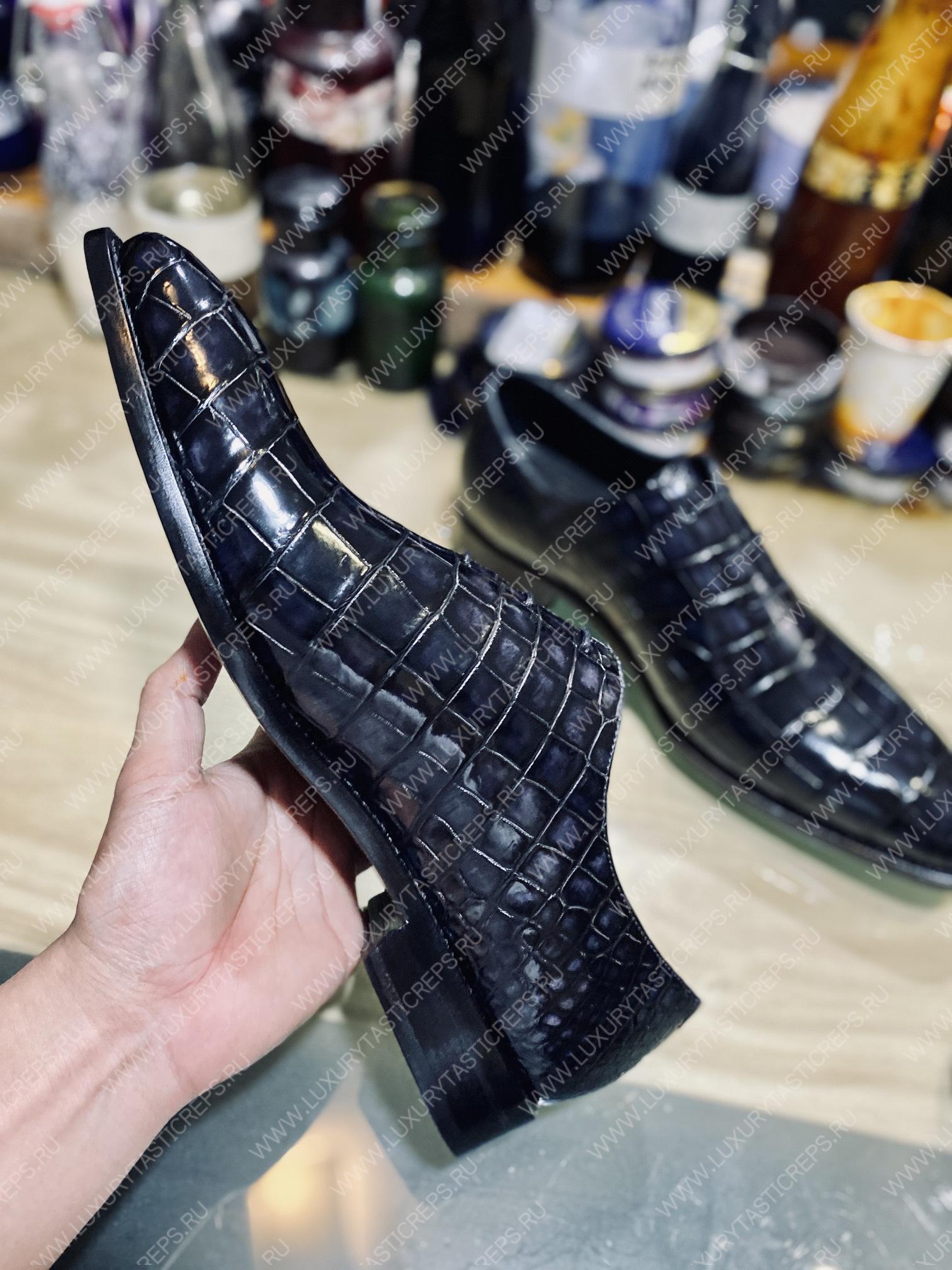 BERLUTI ALLIGATOR LEATHER OXFORD BLACK S1412-E2