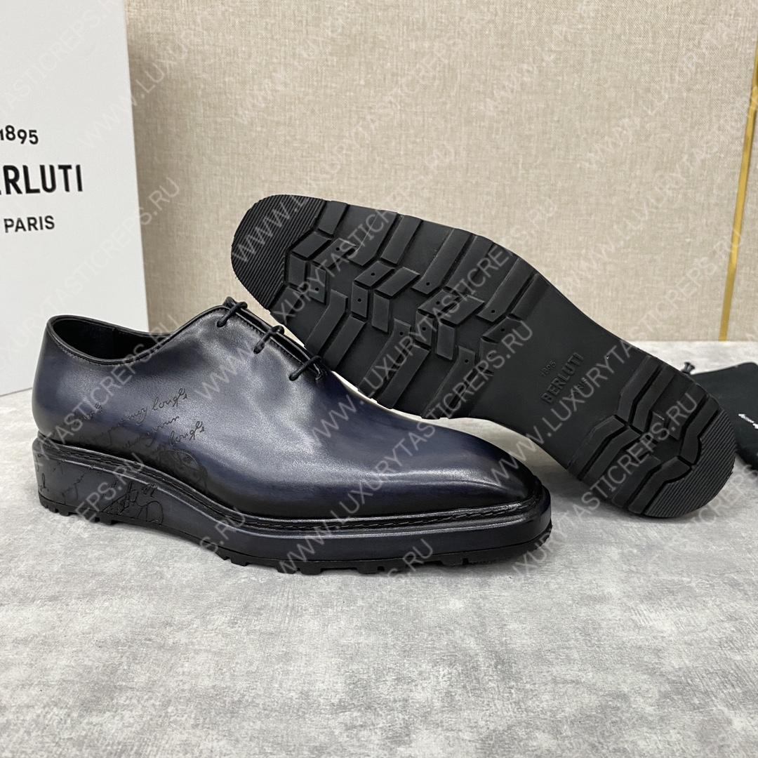 BERLUTI ALESSANDRO ALTO LEATHER OXFORD GREY S5765