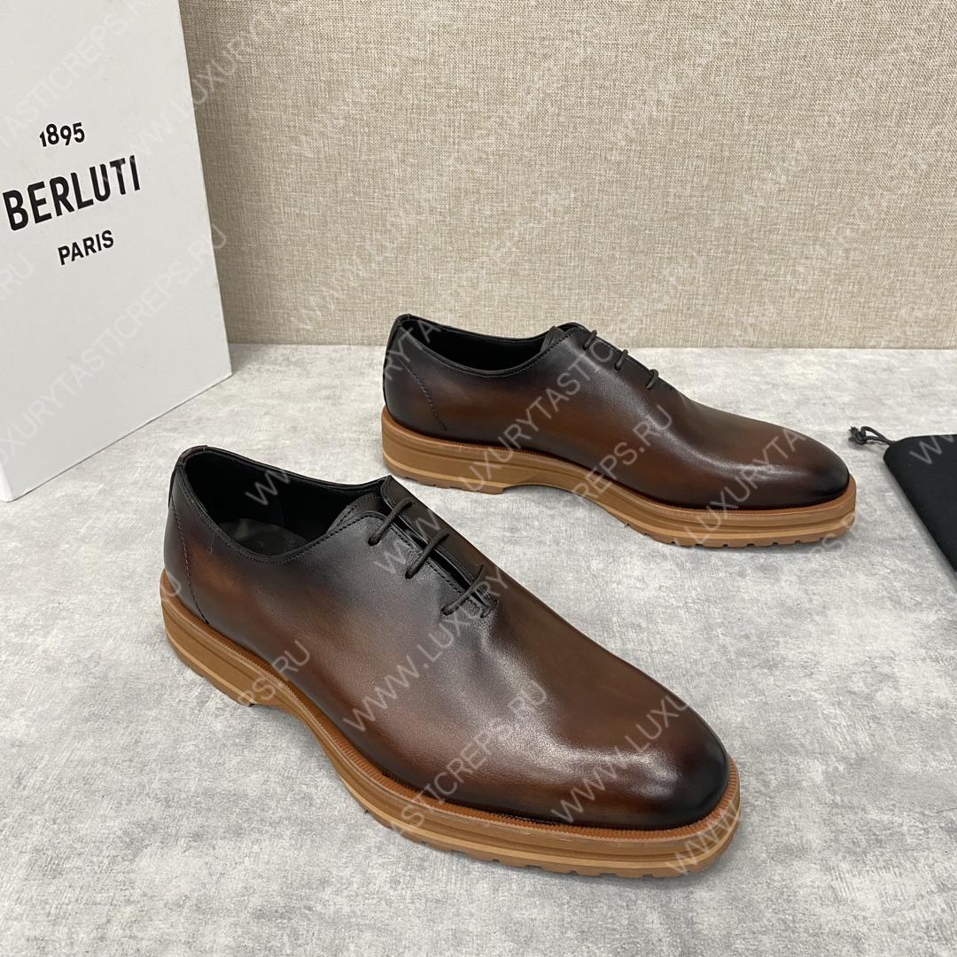 BERLUTI ALESSANDRO DEMESURE OXFORD DARK BROWN S5581-V1