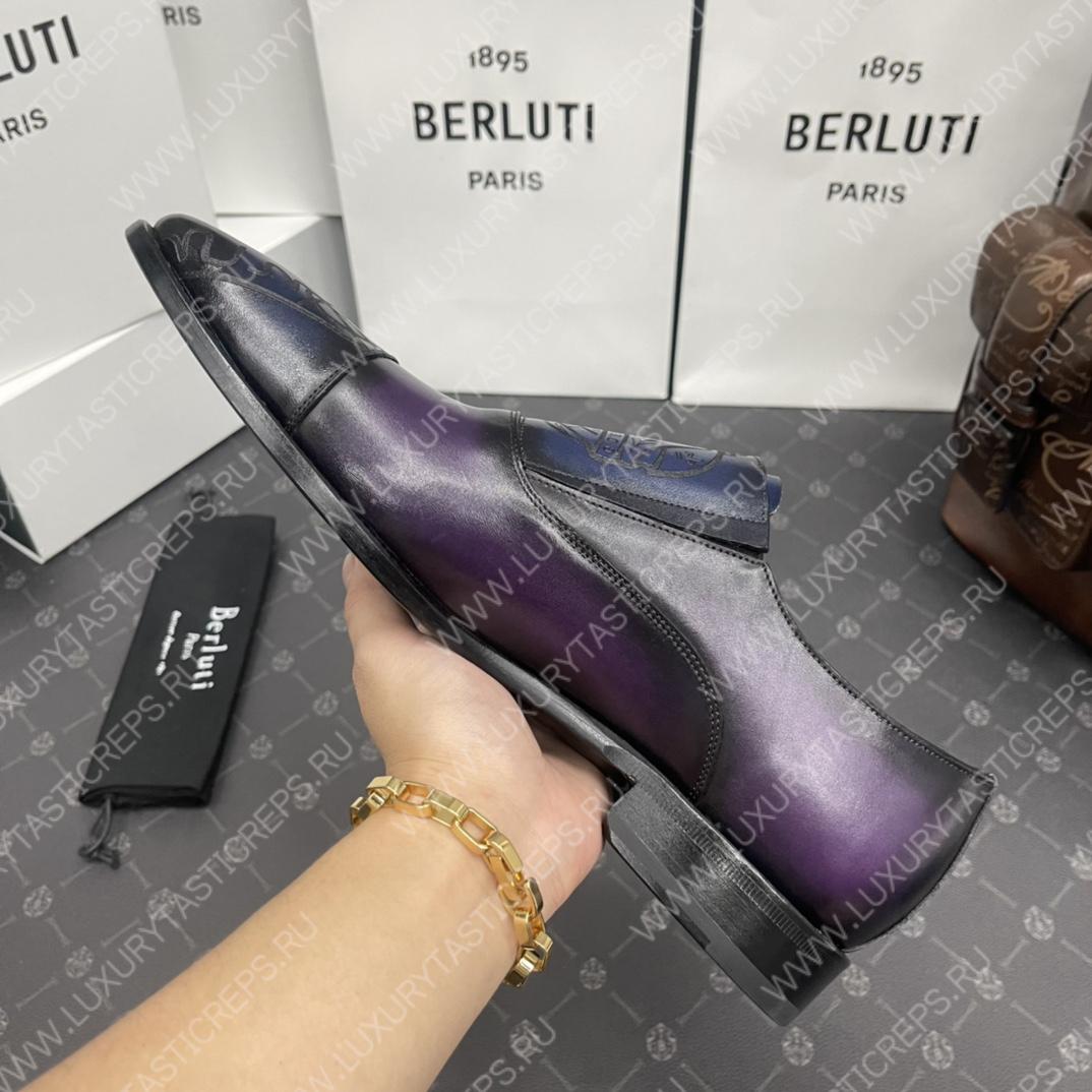 BERLUTI DEMESURE PATCHWORK SCRITTO SHOE PURPLE/BLUE S5590-V2