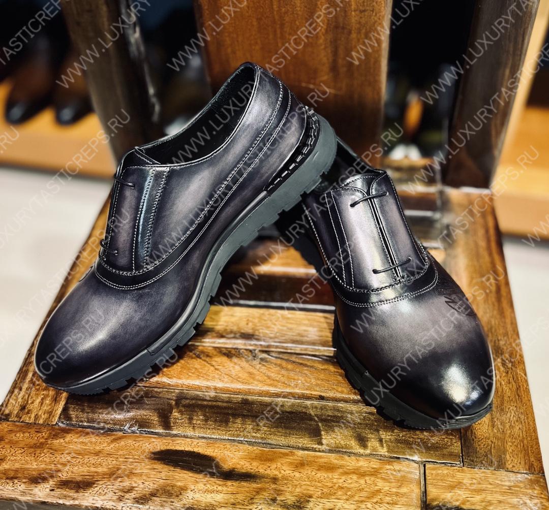 BERLUTI ALESANDRO DEMESURE NEO SCRITTO OXFORD NERO GRIGIO S5863