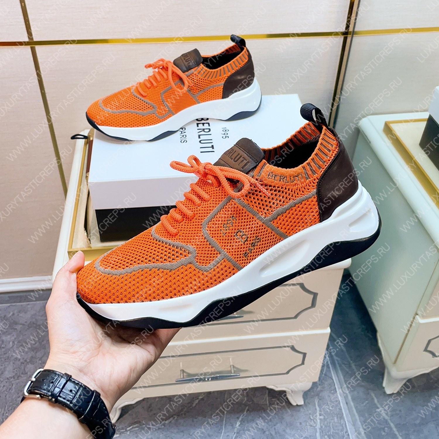 BERLUTI SHADOW KNIT SNEAKERS ORANGE S4918
