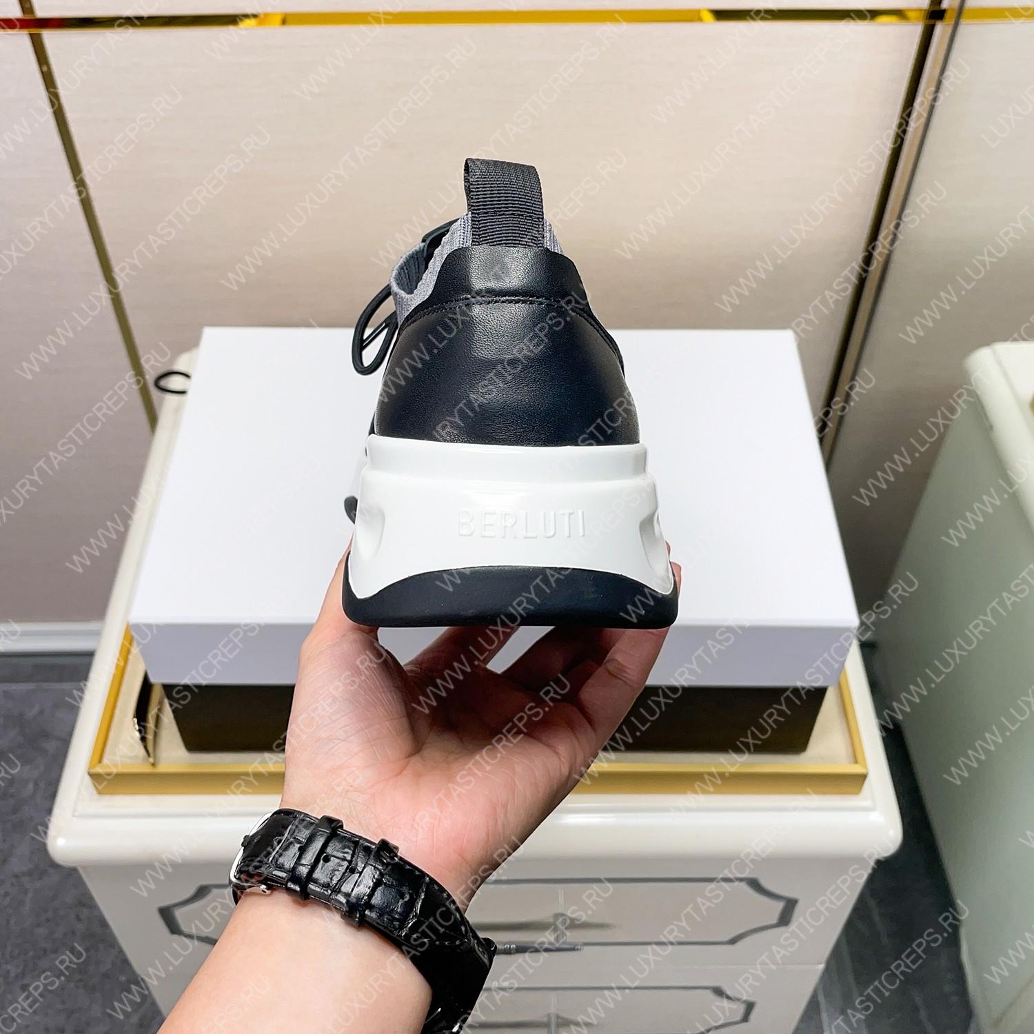 BERLUTI SHADOW KNIT SNEAKERS GREY S4918