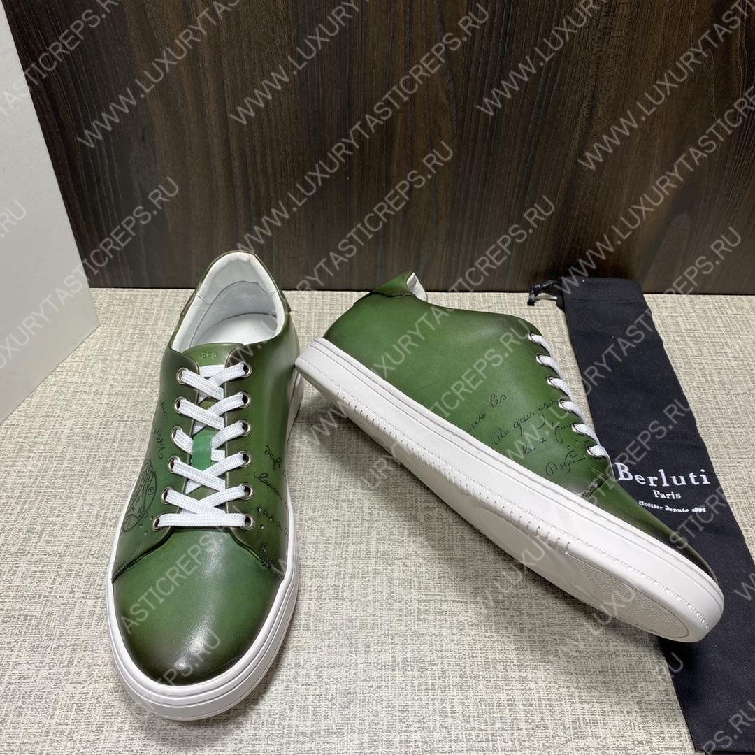 BERLUTI PLAYTIME SCRITTO SNEAKER BEETLE GREEN S5330-V2