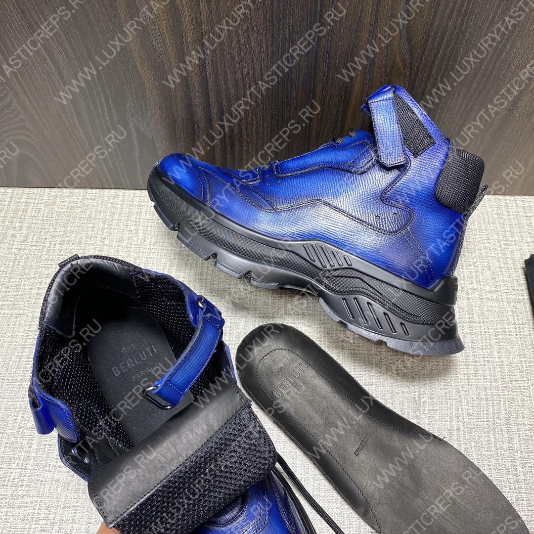 BERLUTI PLAYOFF LEATHER SNEAKER BLUE S5798-V1