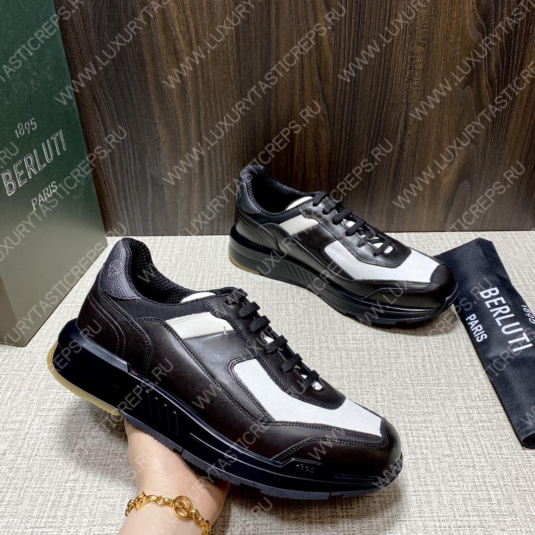 BERLUTI SHADOW KNIT SNEAKER BLACK AND WHITE S6132-Z5