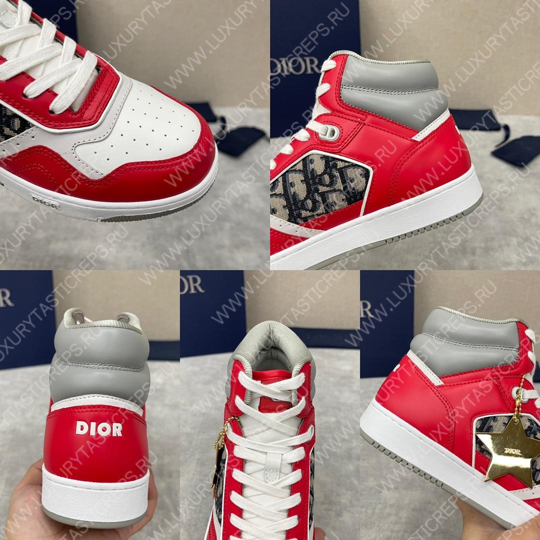 D*or b27 high-top sneaker red and white am1vi327tcch