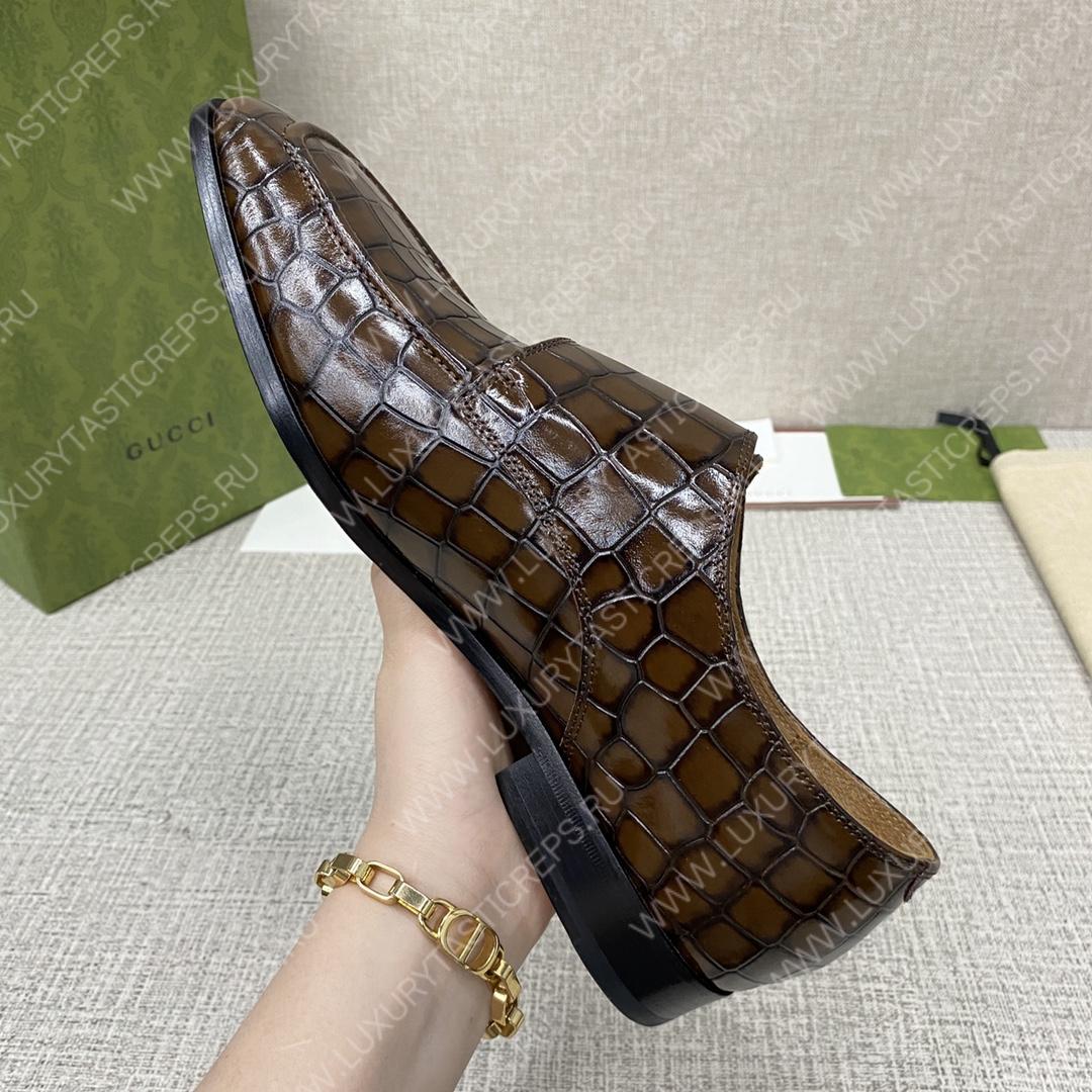 G*u*i signora double croc monk strap shoes brown m60171