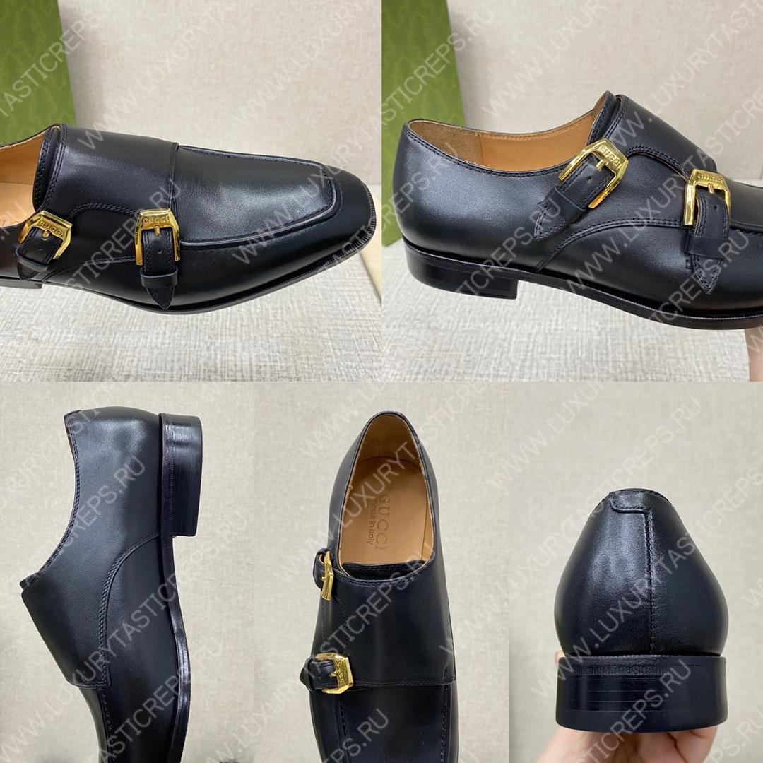 G*u*i signora double monk strap shoes black m60171