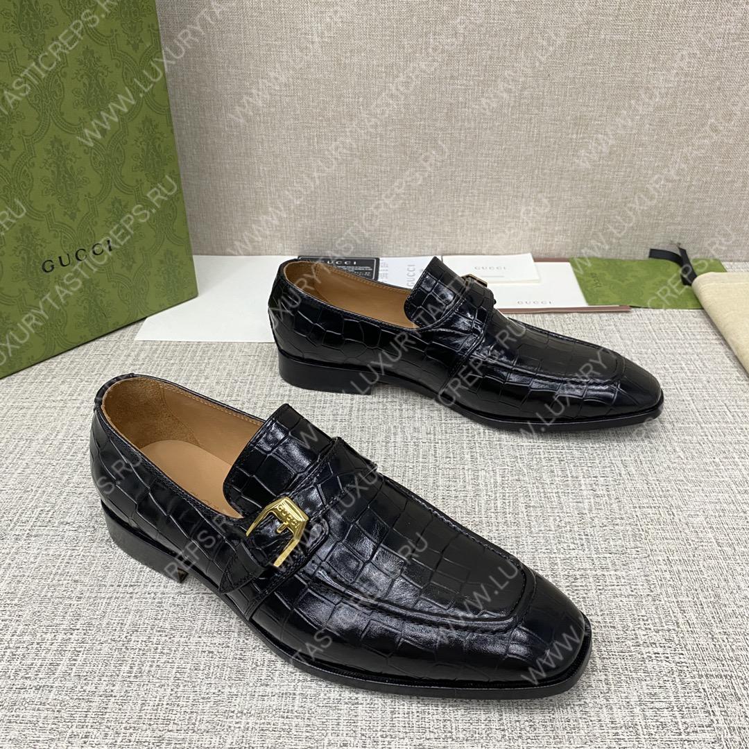G*u*i signora monk croc strap shoes black m60173