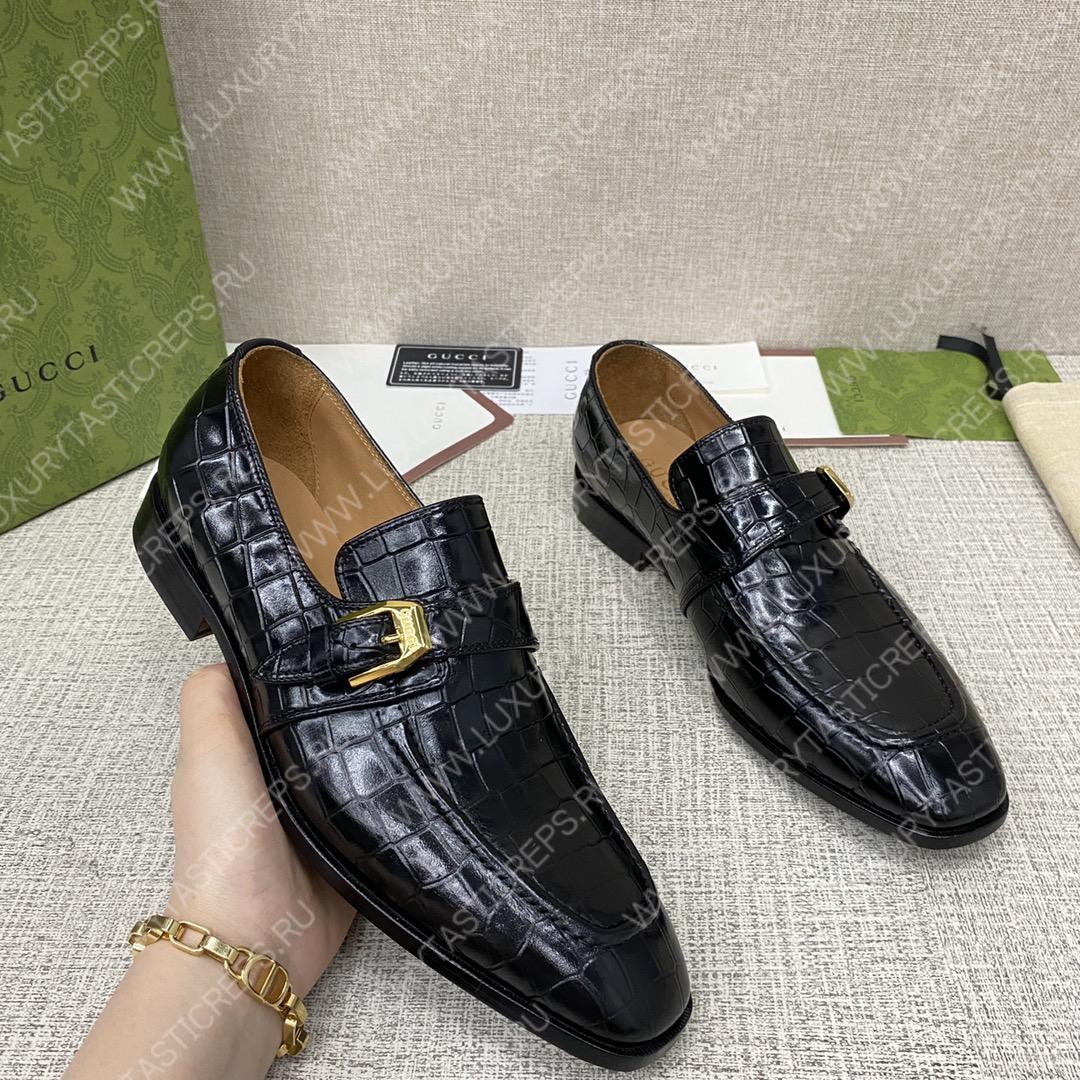 G*u*i signora monk croc strap shoes black m60173