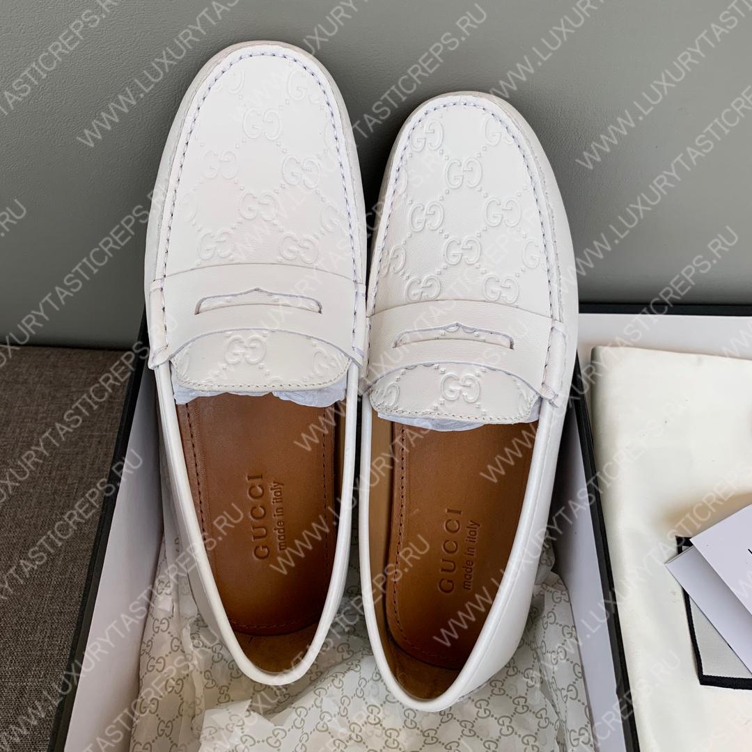 G*u*i men’s 1953 horsebit loafer with g web white 307929