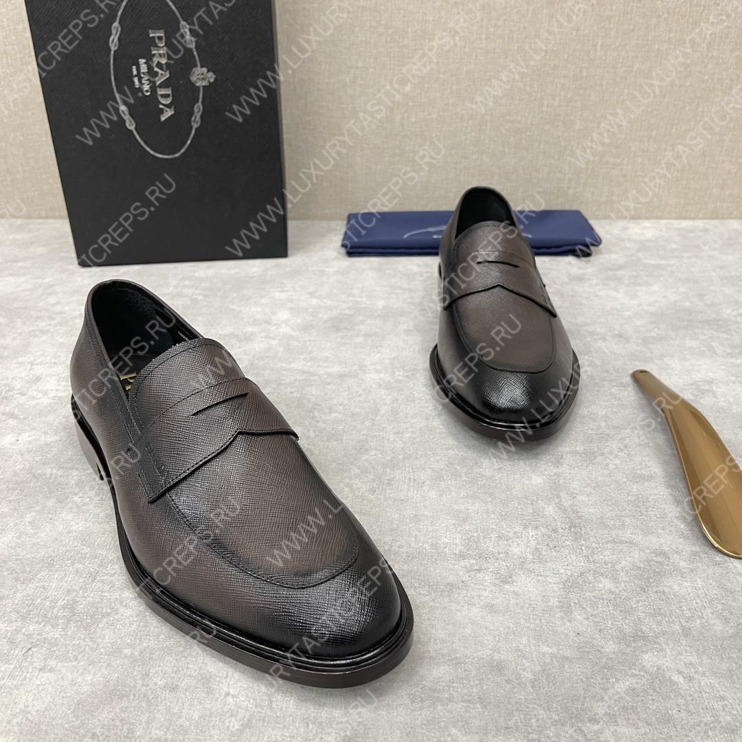 Pra*a saffiano loafers dark brown 2dc213