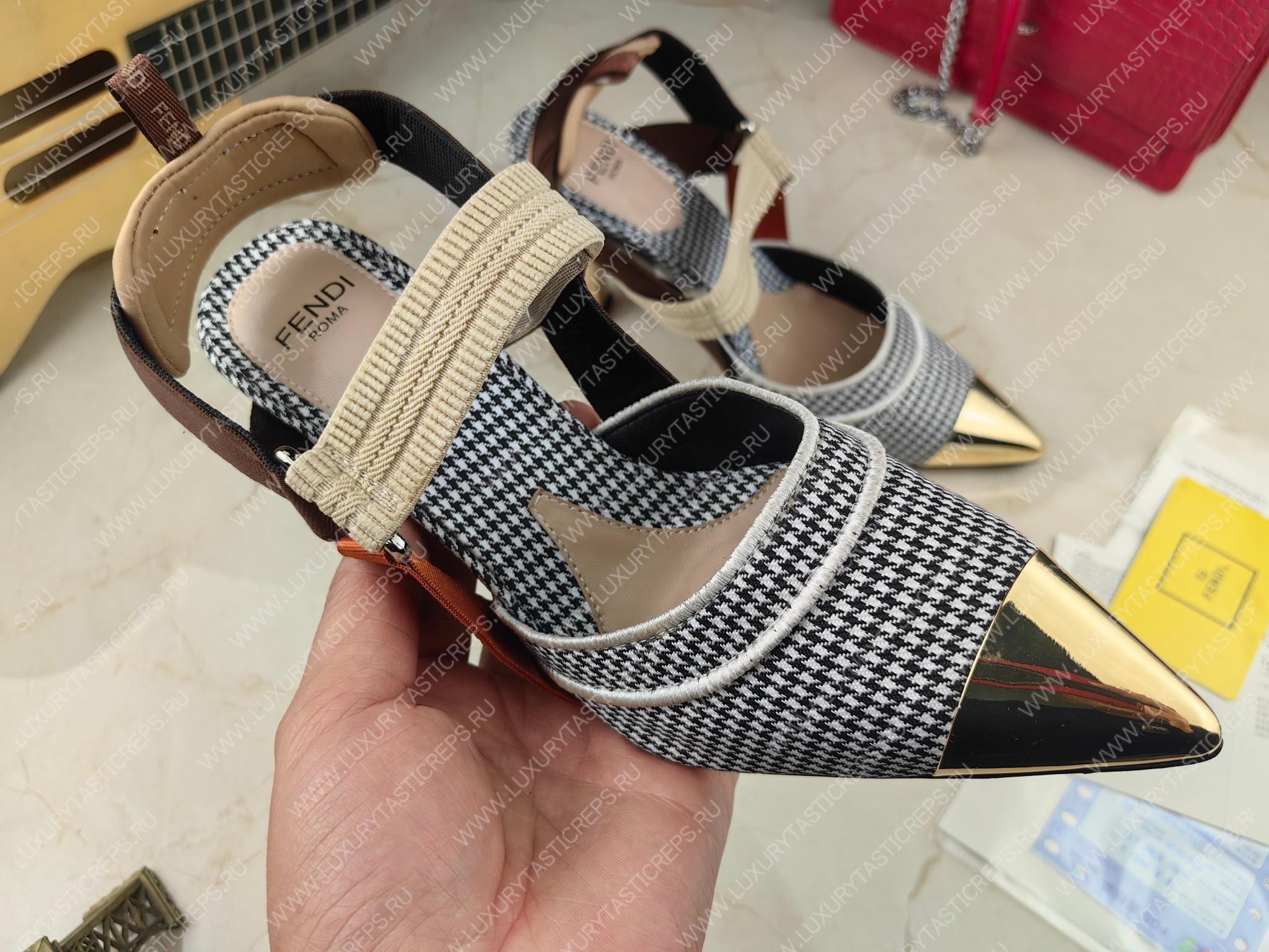 F**di colibri slingback pumps black and white 8j8411an