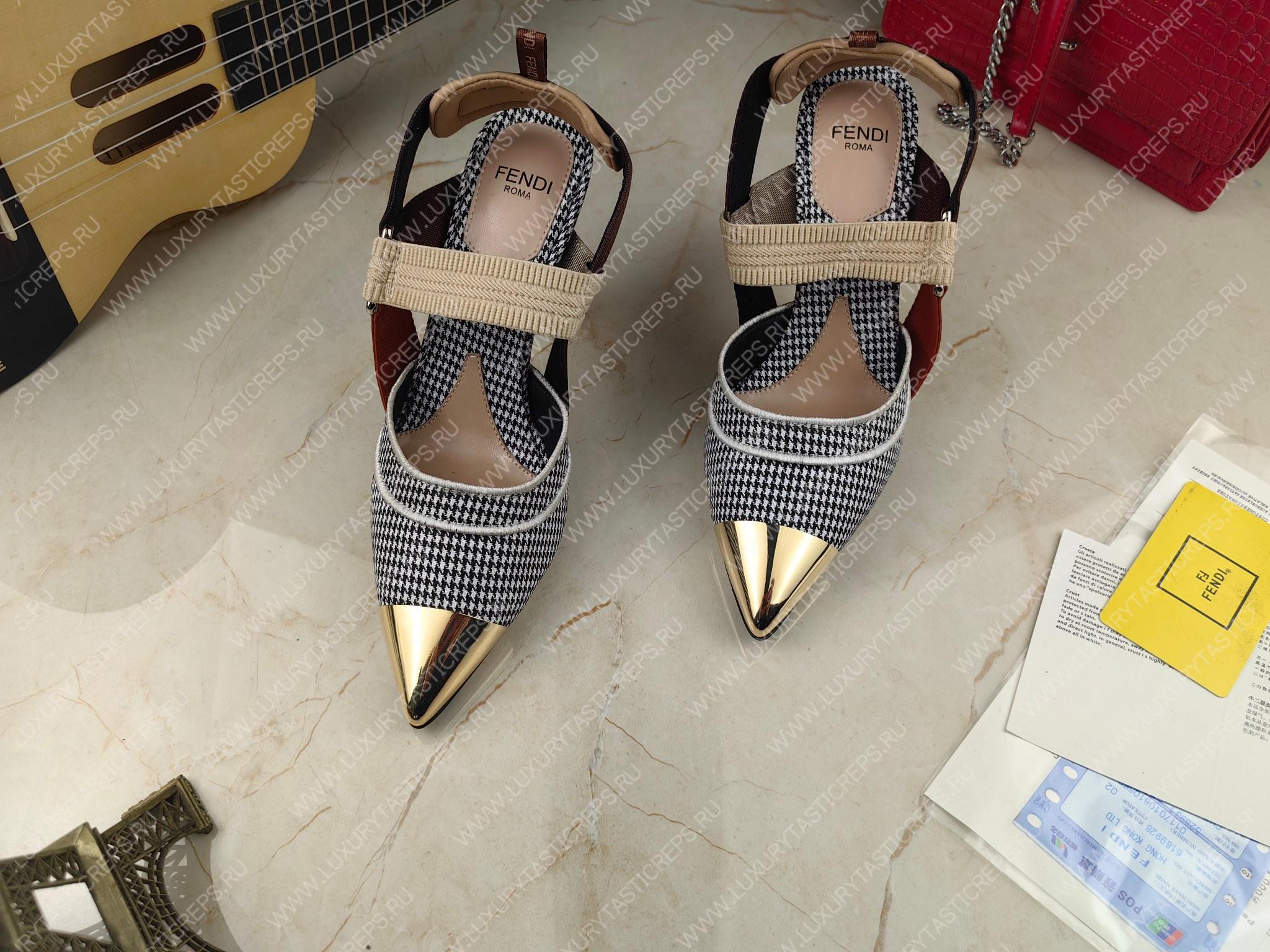F**di colibri slingback pumps black and white 8j8411an