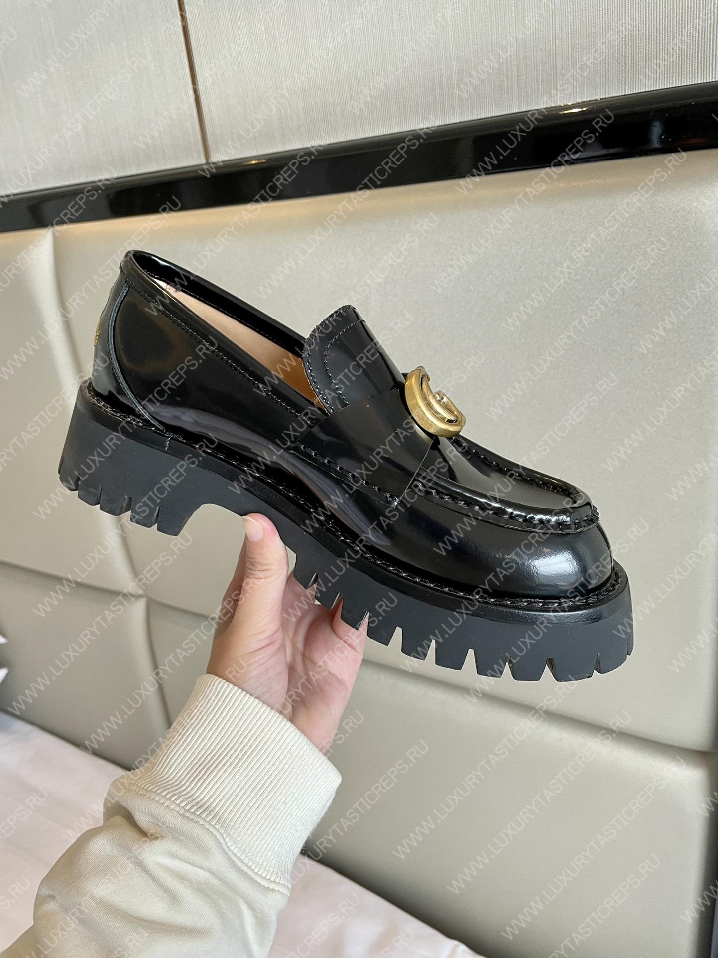 G*u*i loafer with interlocking g black 577236