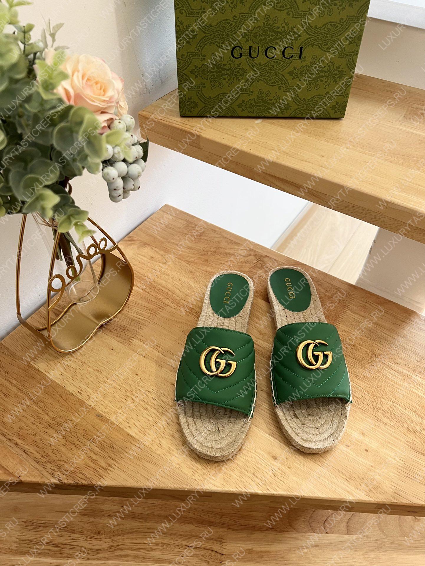 G*u*i pilar gg matelasse slide green 646169