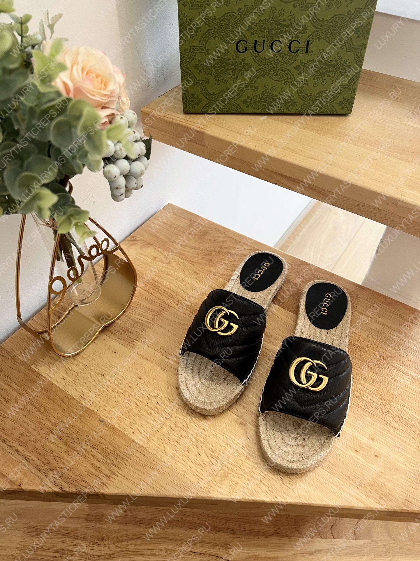 G*u*i pilar gg matelasse slide black 646169