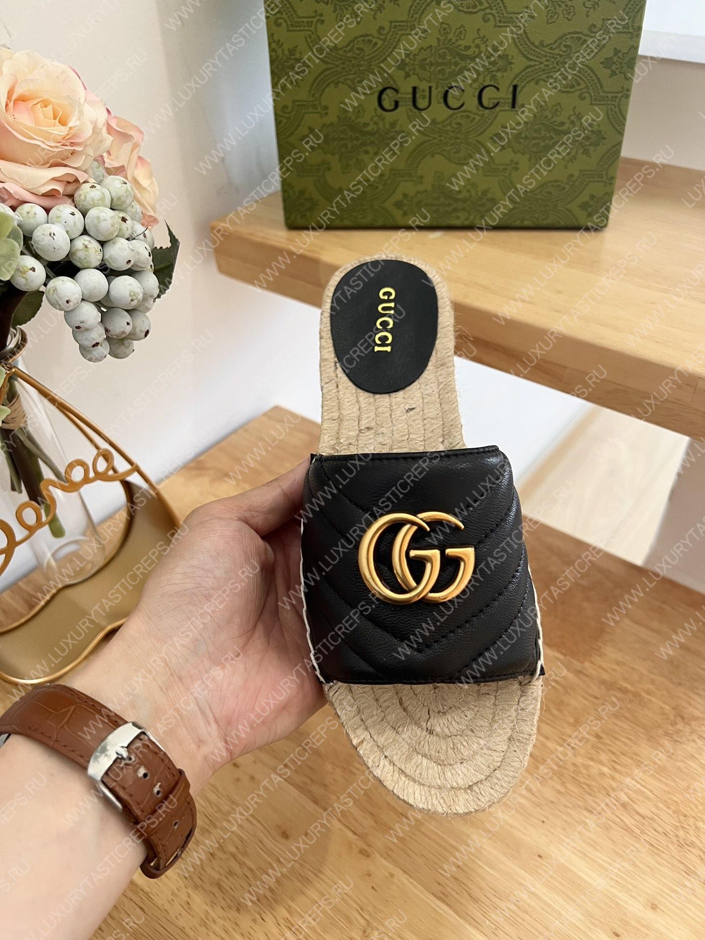 G*u*i pilar gg matelasse slide black 646169