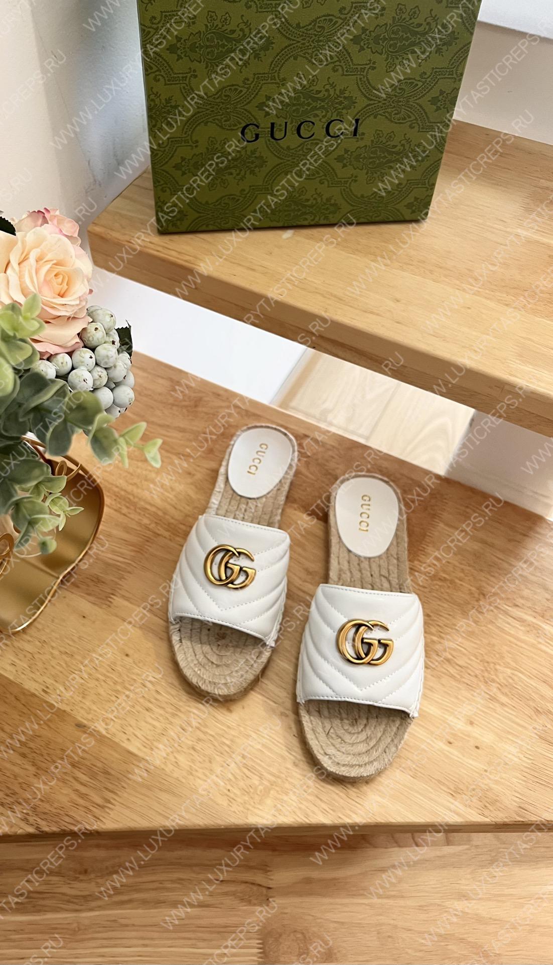 G*u*i pilar gg matelasse slide white 646169