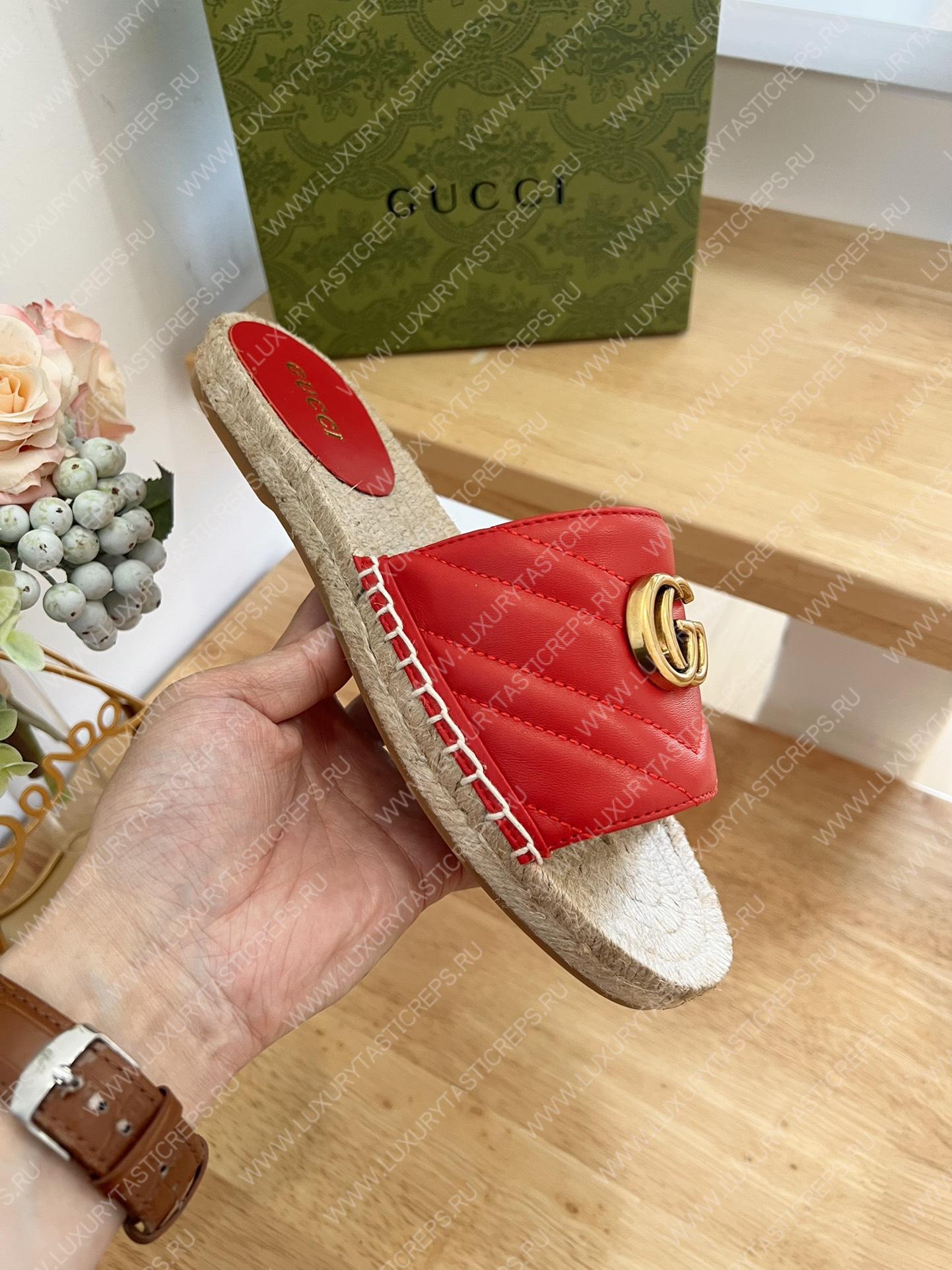G*u*i pilar gg matelasse slide red 646169