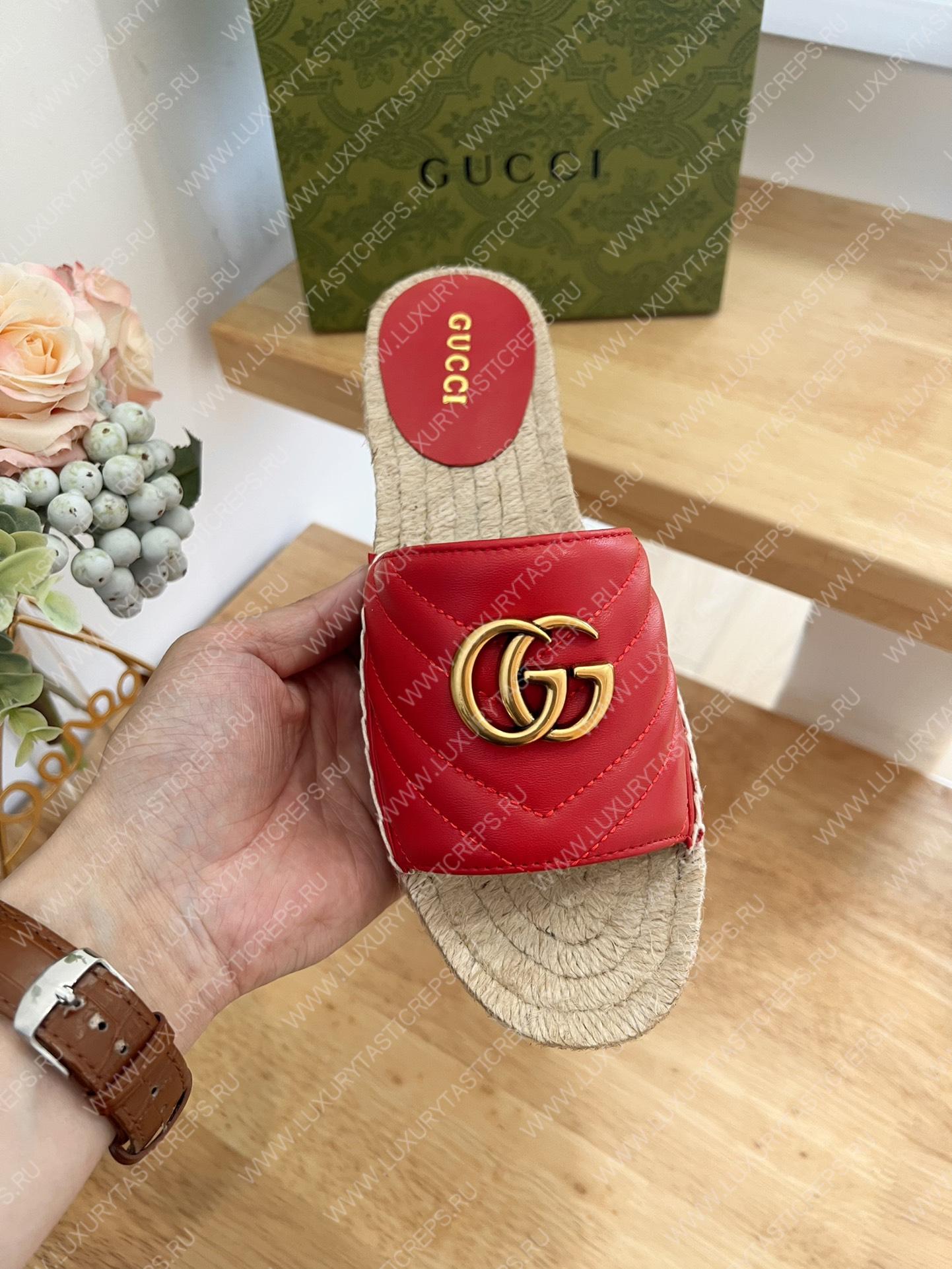 G*u*i pilar gg matelasse slide red 646169
