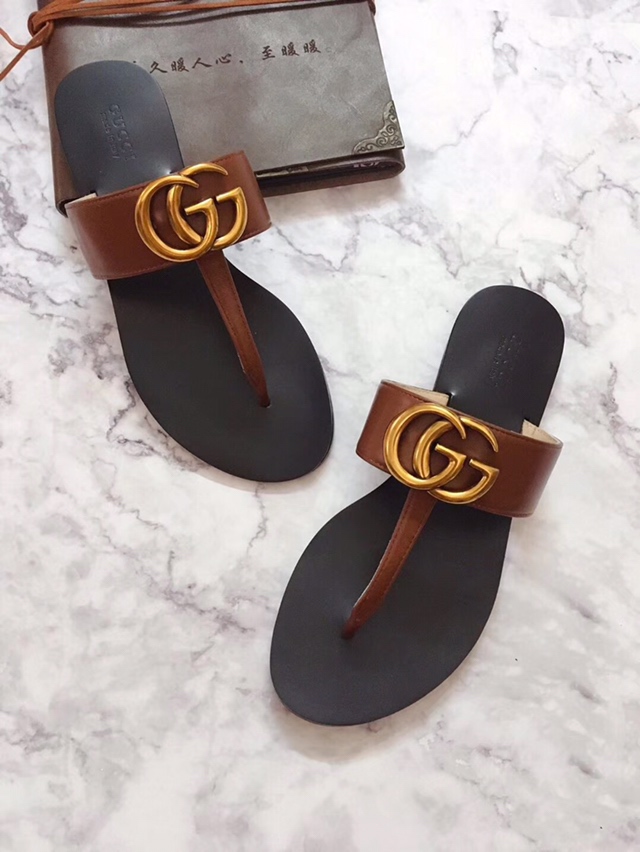 G*u*i marmont leather sandal brown 612138