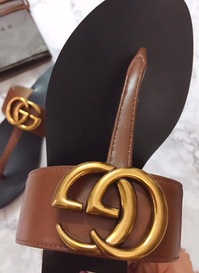 G*u*i marmont leather sandal brown 612138