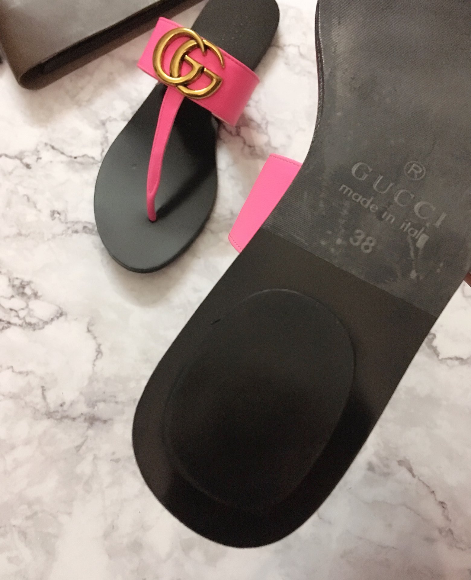 G*u*i marmont leather sandal pink ‎612138