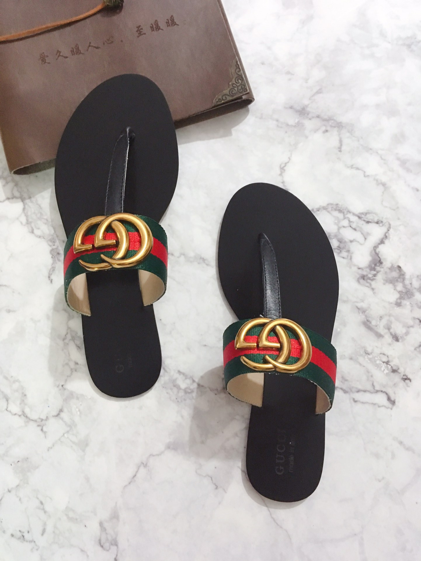 G*u*i marmont leather sandal red and blue ‎612138
