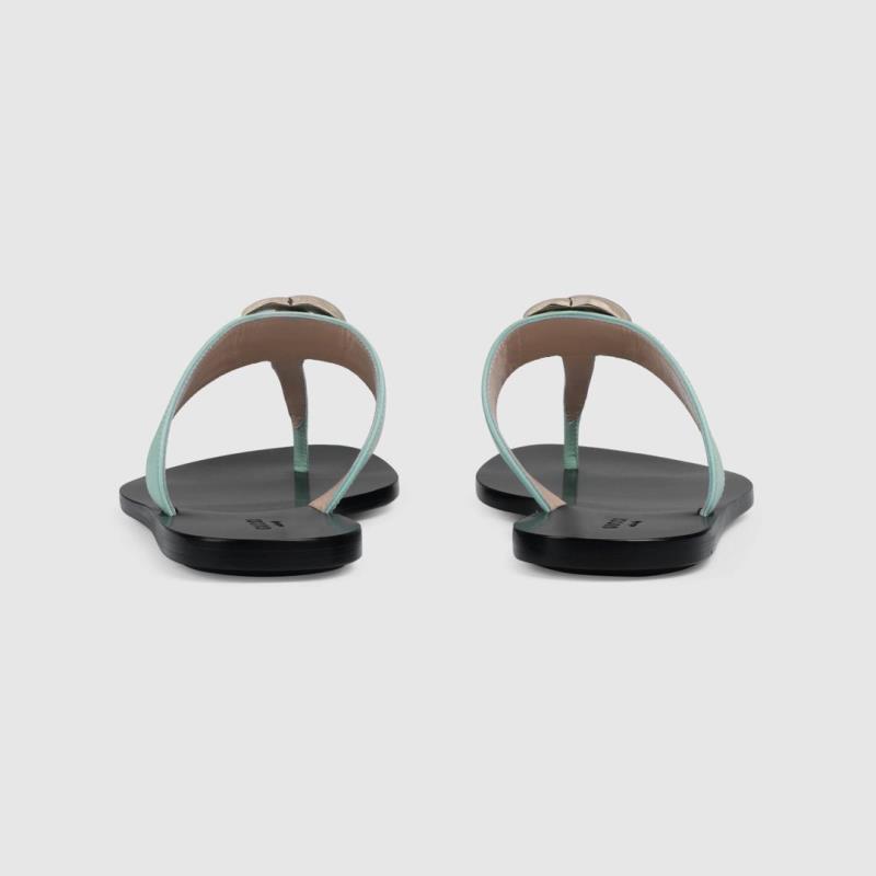 G*u*i leather thong sandal with double g turquoise 497444