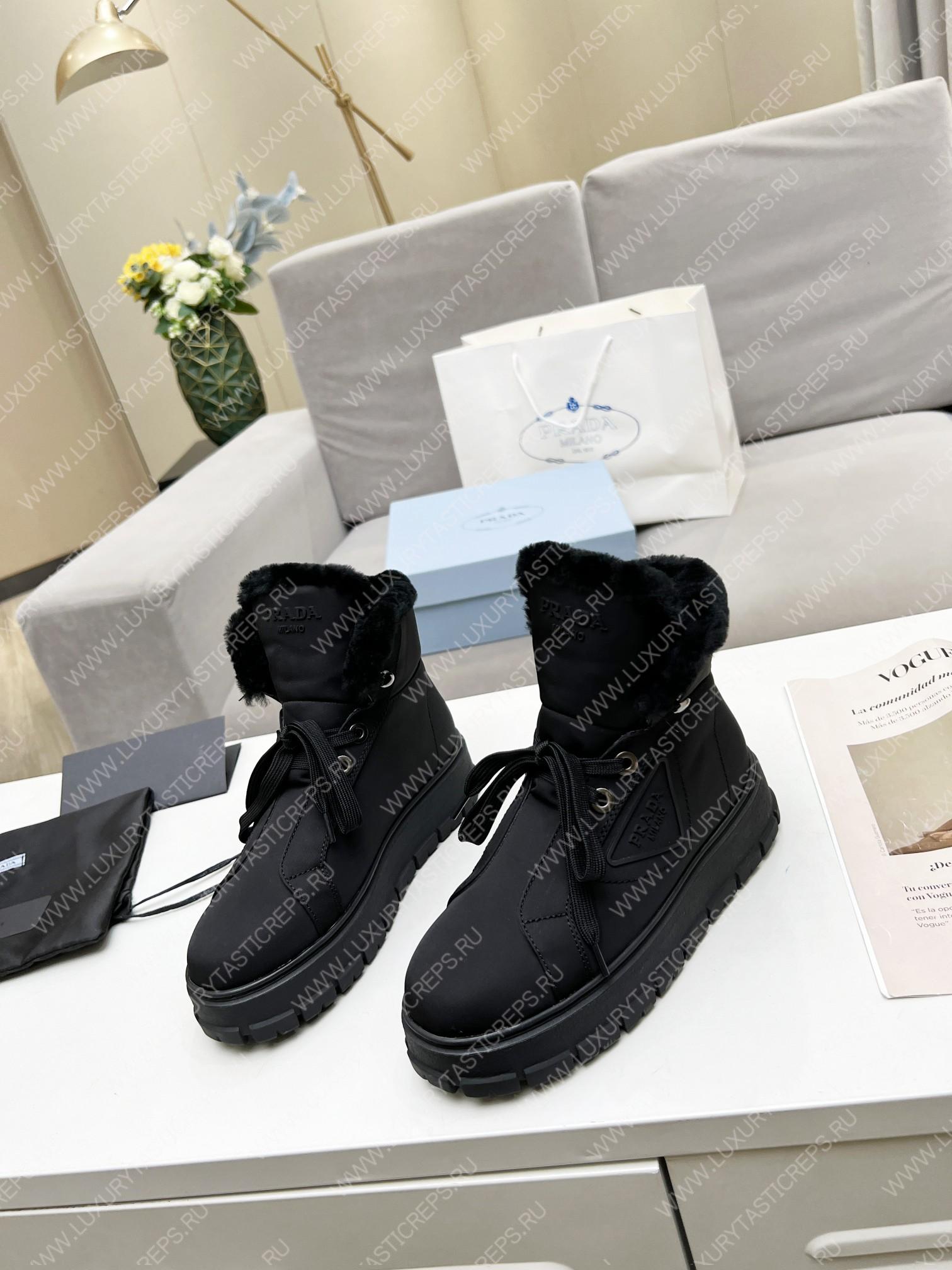 Pra*a gabardine lace-up booties black 1t492m