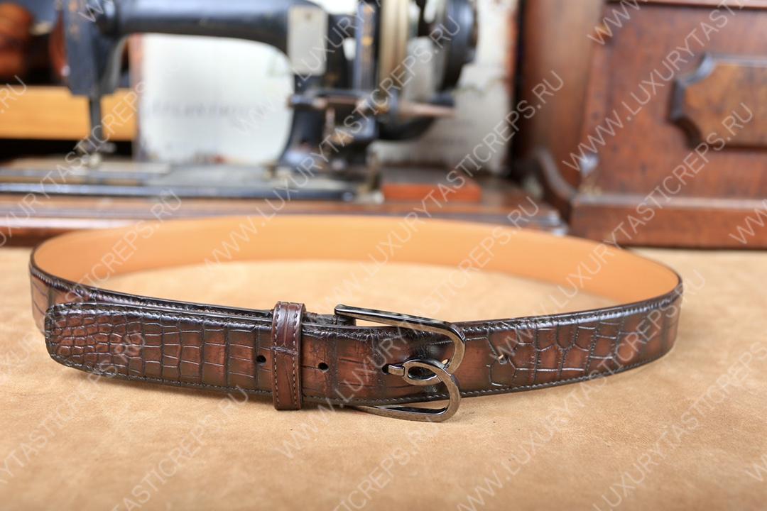 BERLUTI ALLIGATOR BELT BROWN C0035-E2