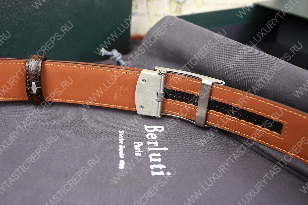 BERLUTI VENEZIA SCRITTO BELT BROWN C0020-R1