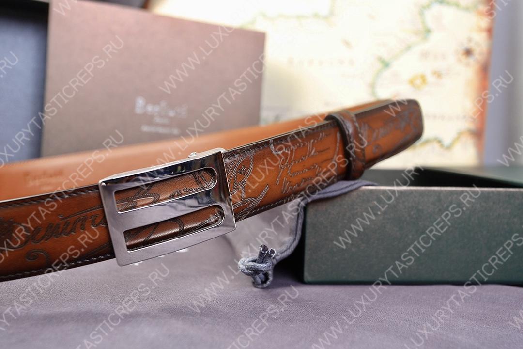 BERLUTI VENEZIA SCRITTO BELT BROWN C0020-R1
