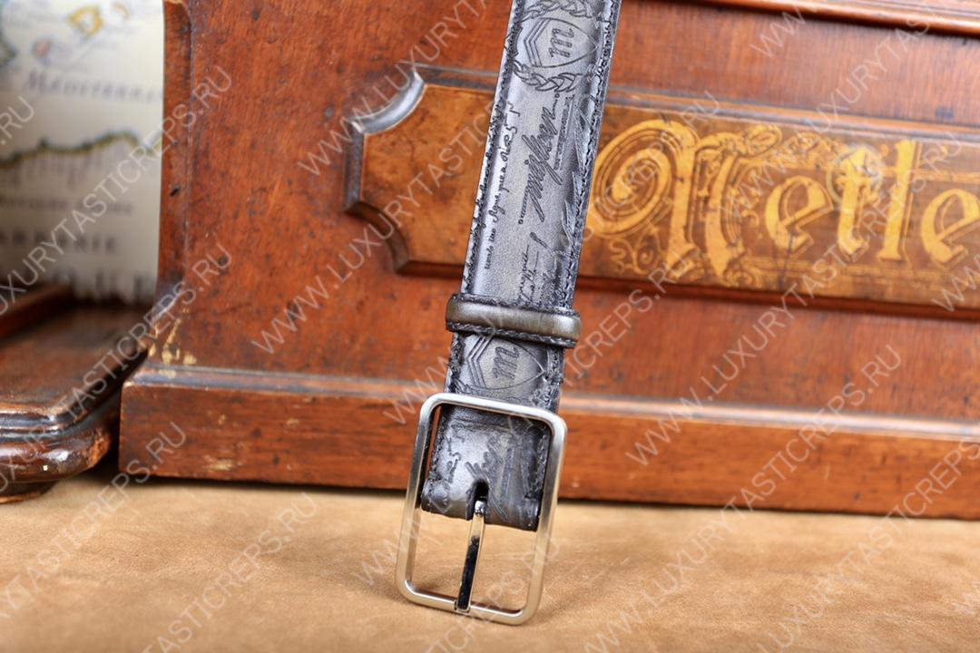 BERLUTI CLASSIC SCRITTO LEATHER BELT NERO C0002