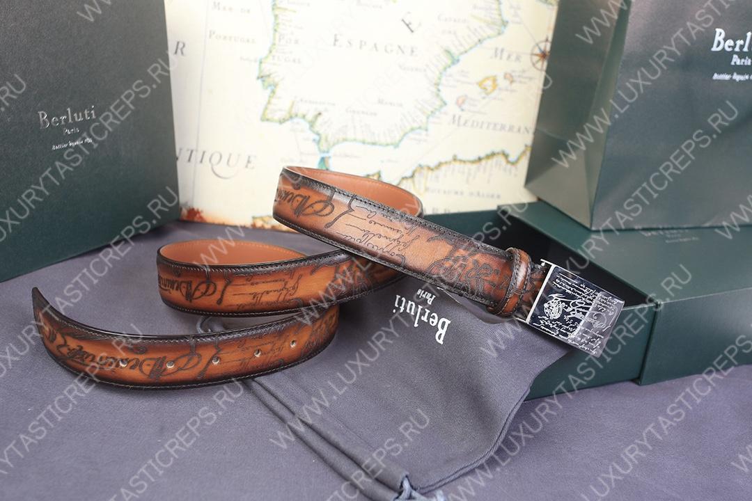 BERLUTI SCRITTO BELT BROWN C0028-R1