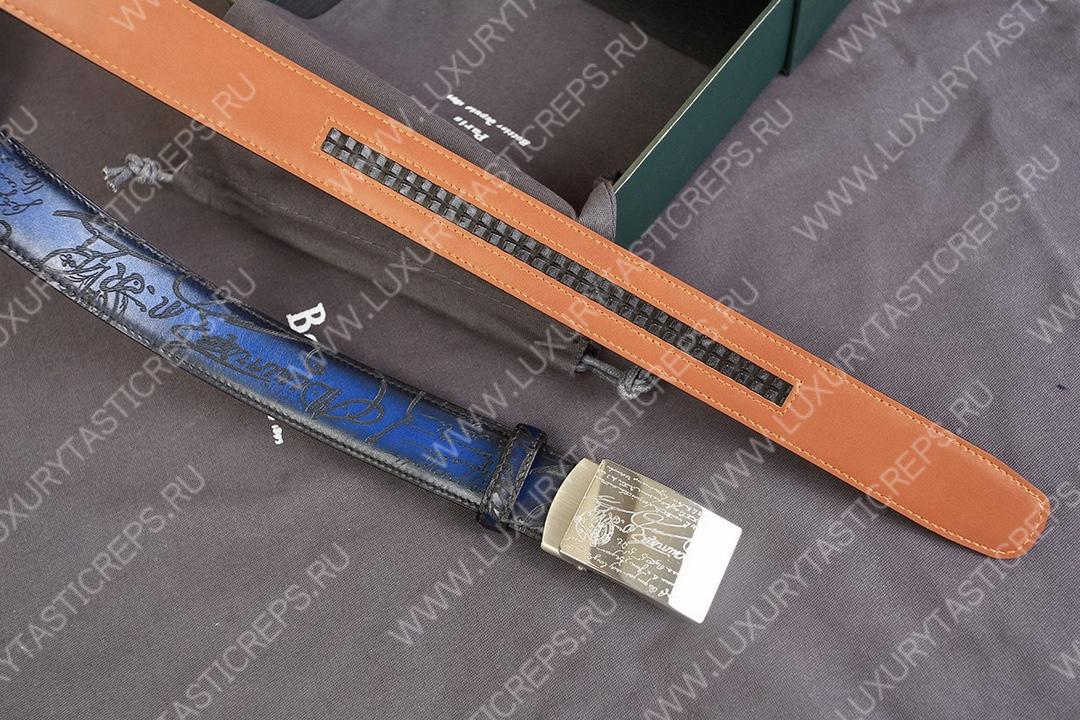 BERLUTI VENEZIA SCRITTO BELT BLUE C0020-R1