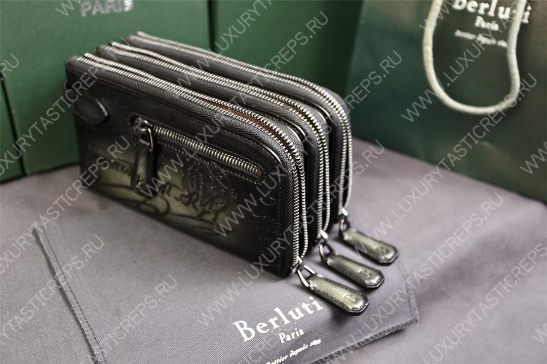 BERLUTI TIRIWA SCRITTO LEATHER POUCH BLACK TIRIWA_NEO-JOUR-V2