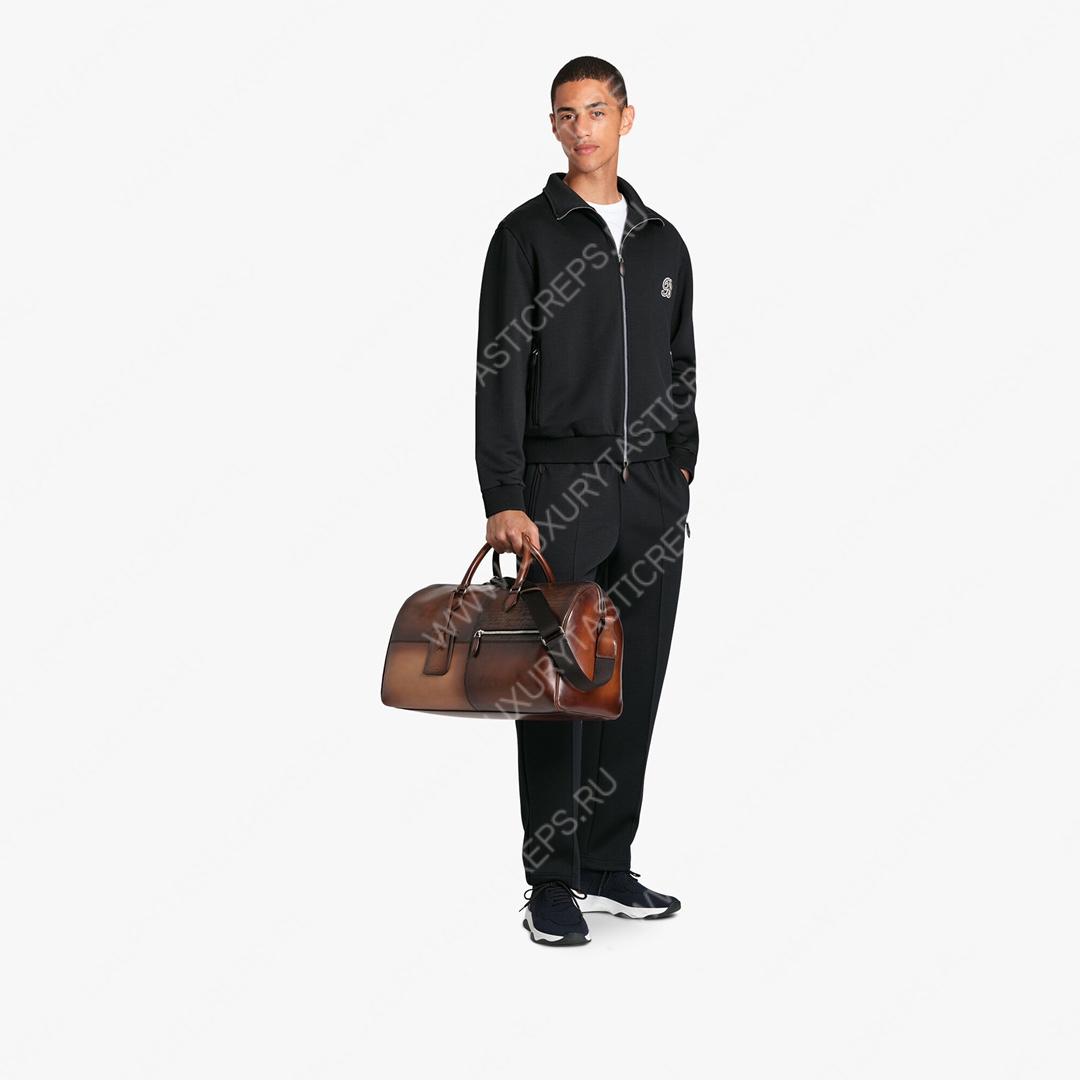 BERLUTI JOUR OFF MM SCRITTO LEATHER TRAVEL BAG CACAO INTENSO JOUR_OFF_MM_NEO-V84
