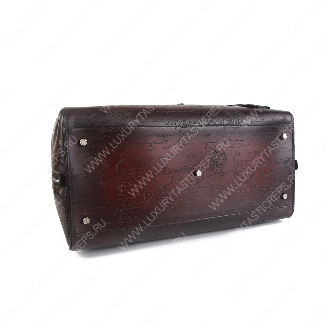 BERLUTI JOUR OFF MM SCRITTO LEATHER TRAVEL BAG BROWN JOUR_OFF_MM_NEO-V84