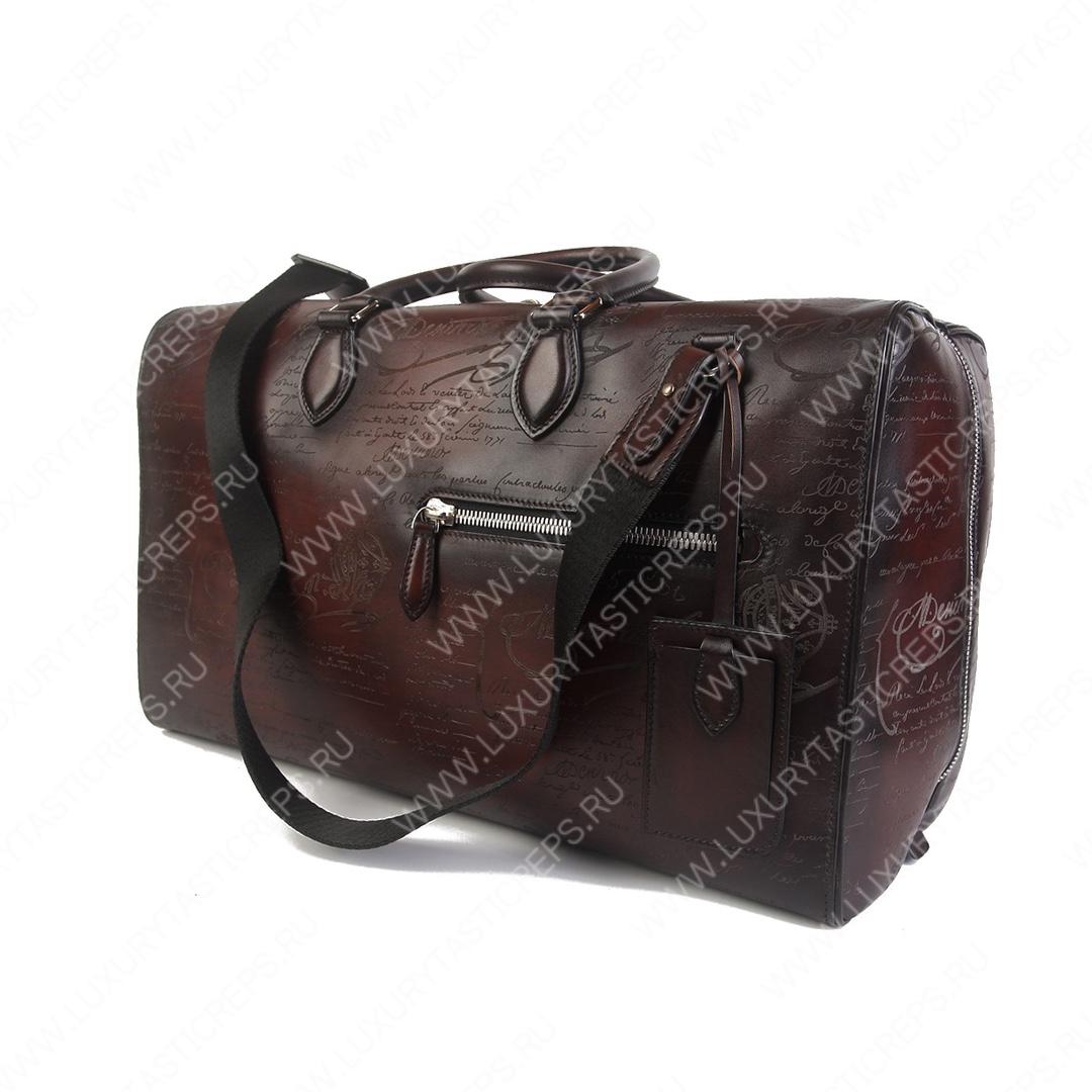 BERLUTI JOUR OFF MM SCRITTO LEATHER TRAVEL BAG BROWN JOUR_OFF_MM_NEO-V84