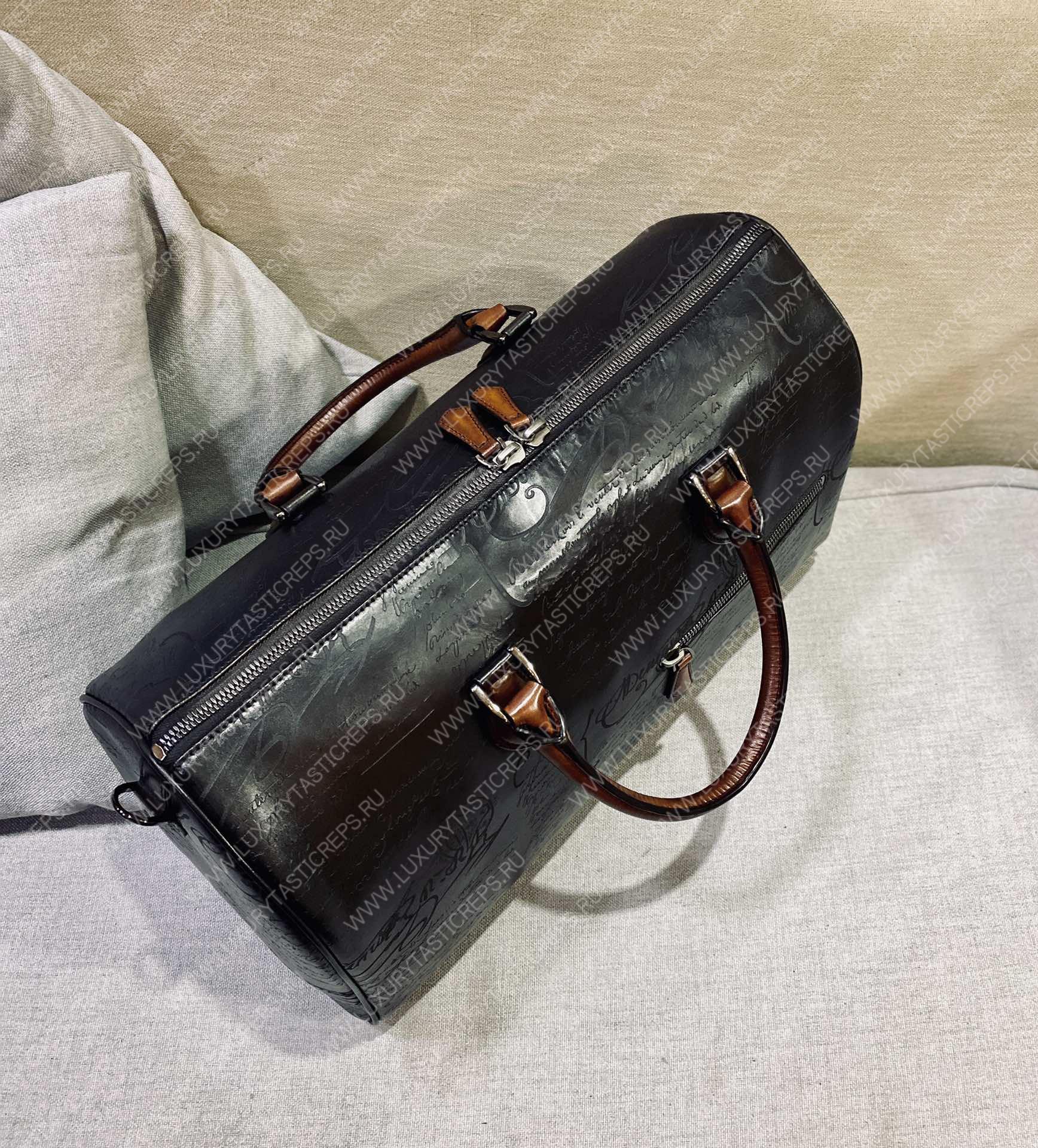 BERLUTI JOUR OFF SCRITTO TRAVEL BAG BROWN AND BLACK JOUR_OFF_MM_NEO-V2